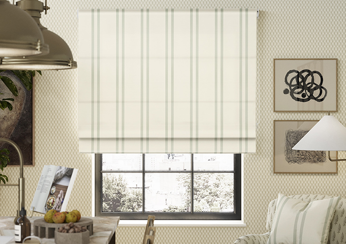 Adelaide, Winnies Stripe Bud Green - Roman Blind - Image 3